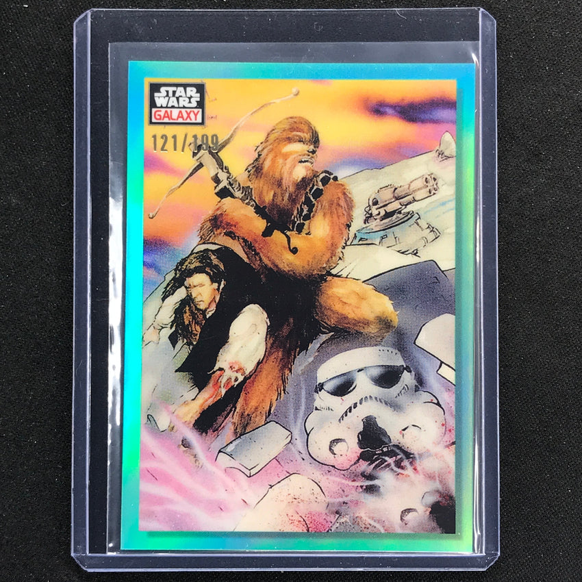 2023 Star Wars Galaxy Chrome Embattled Han And Chewie Base Aqua 121/199 No 21