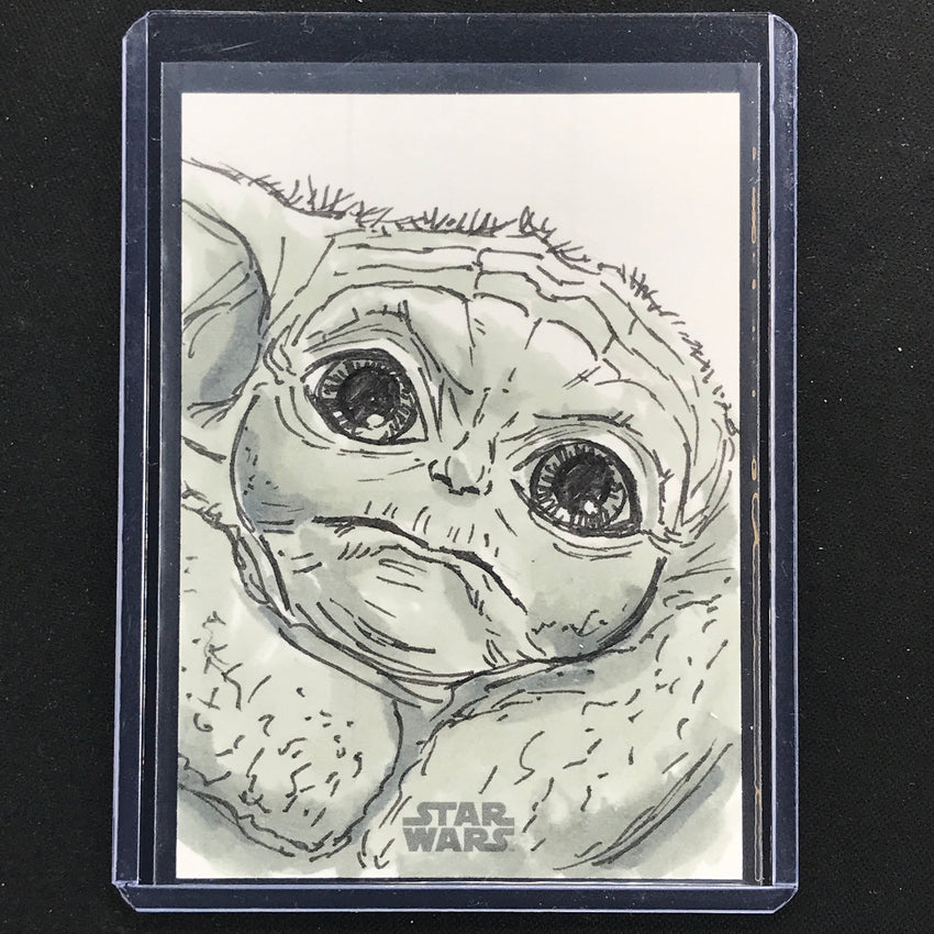 2023 Star Wars Galaxy Chrome Grogu Sketch Card 1/1 Allen Grimes
