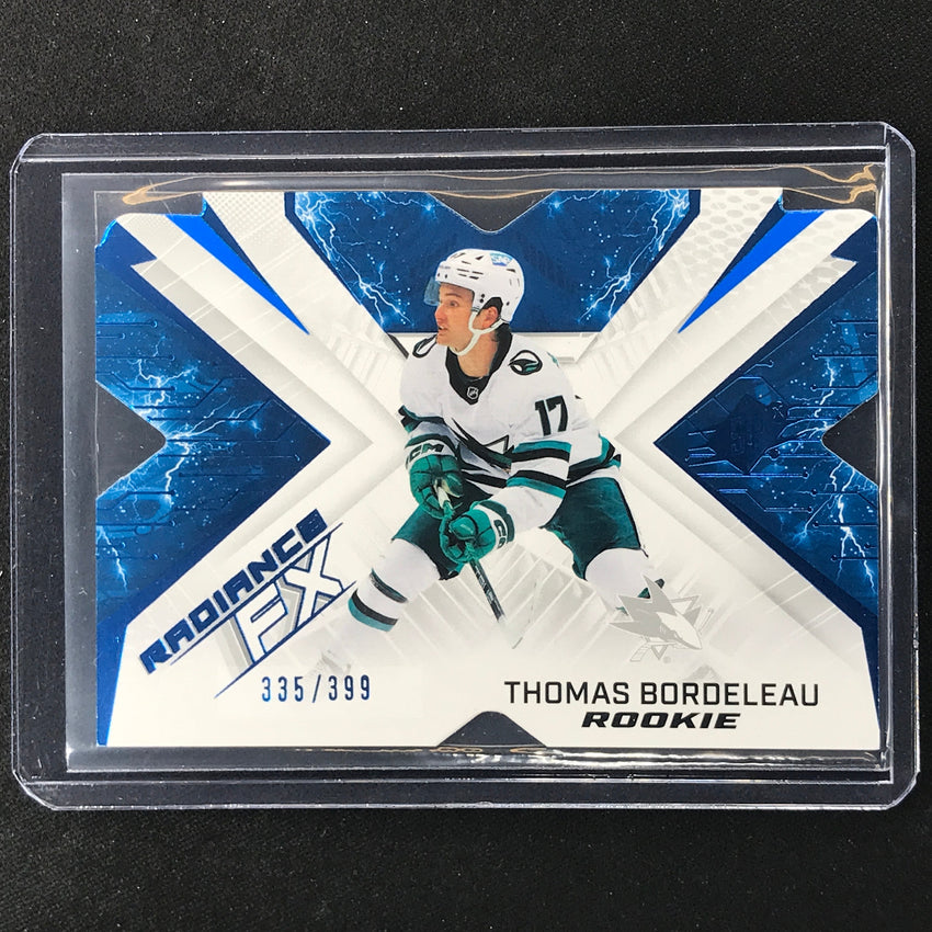 2022-23 Spx Nhl Thomas Bordeleau Radiance Fx Rookie Blue 335/399