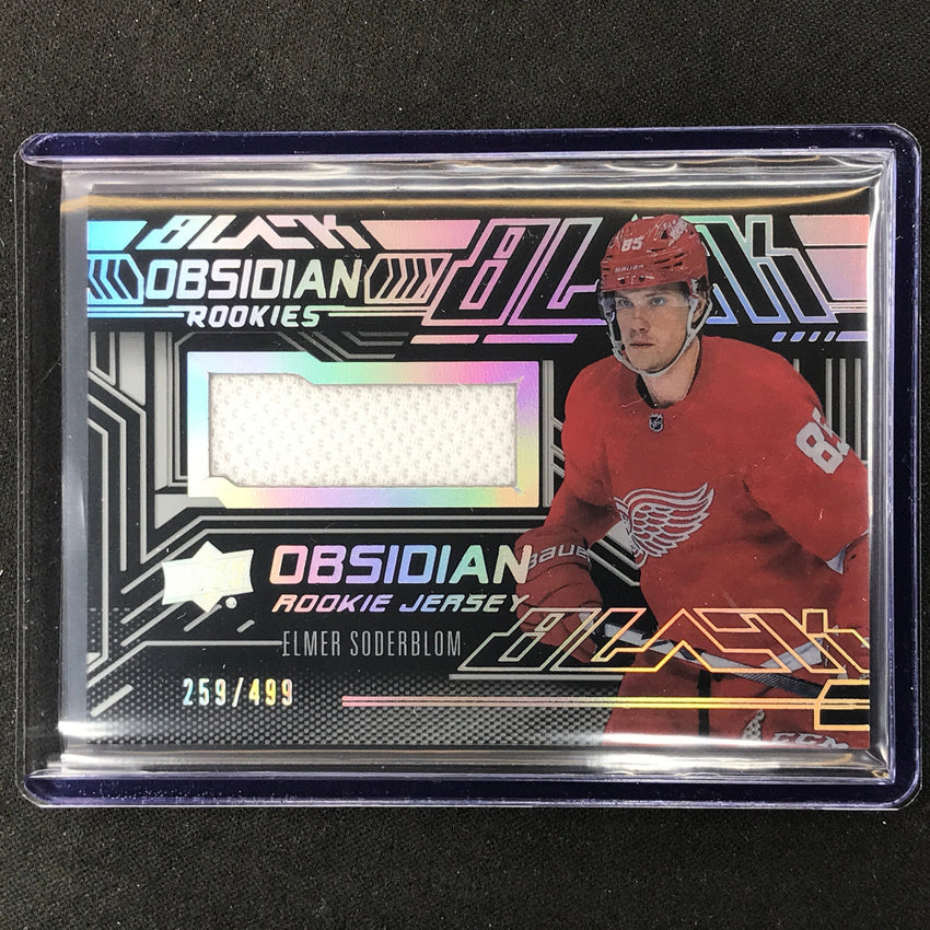 2022-23 Spx Nhl Elmer Soderblom Ud Black Obsidian Rookie Jersey 259/499