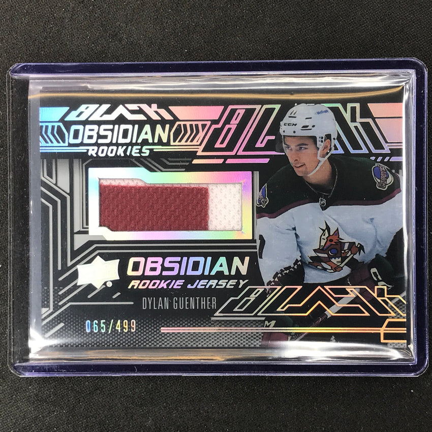 2022-23 Spx Nhl Dylan Guenther Ud Black Obsidian Rookie Jersey 65/499