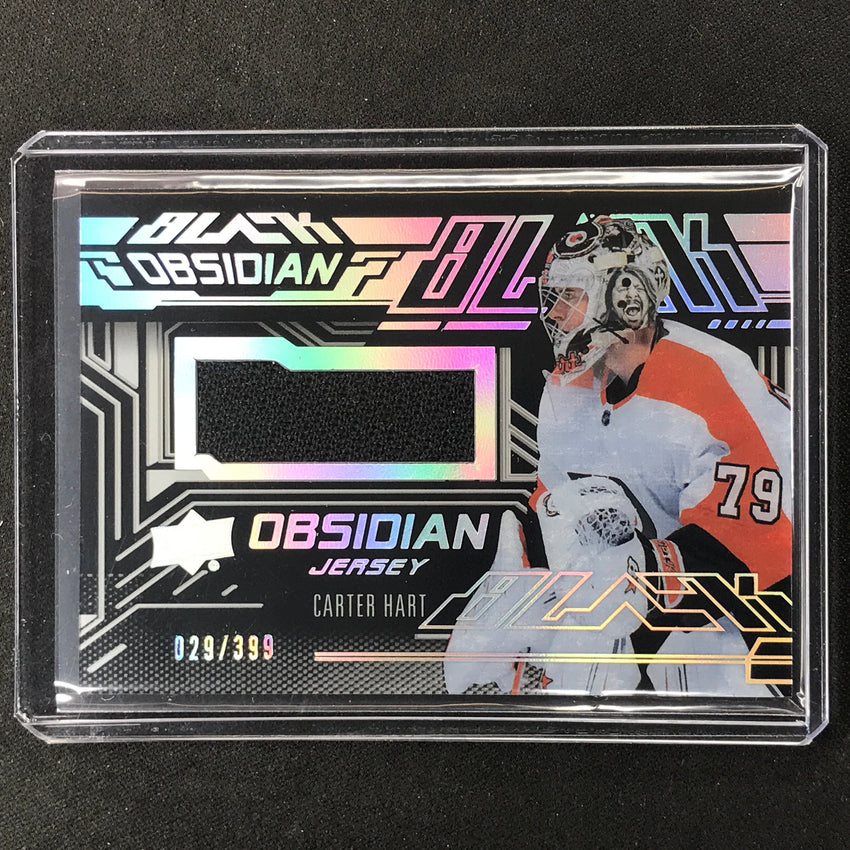 2022-23 Spx Nhl Carter Hart Ud Black Obsidian Rookie Jersey 29/399