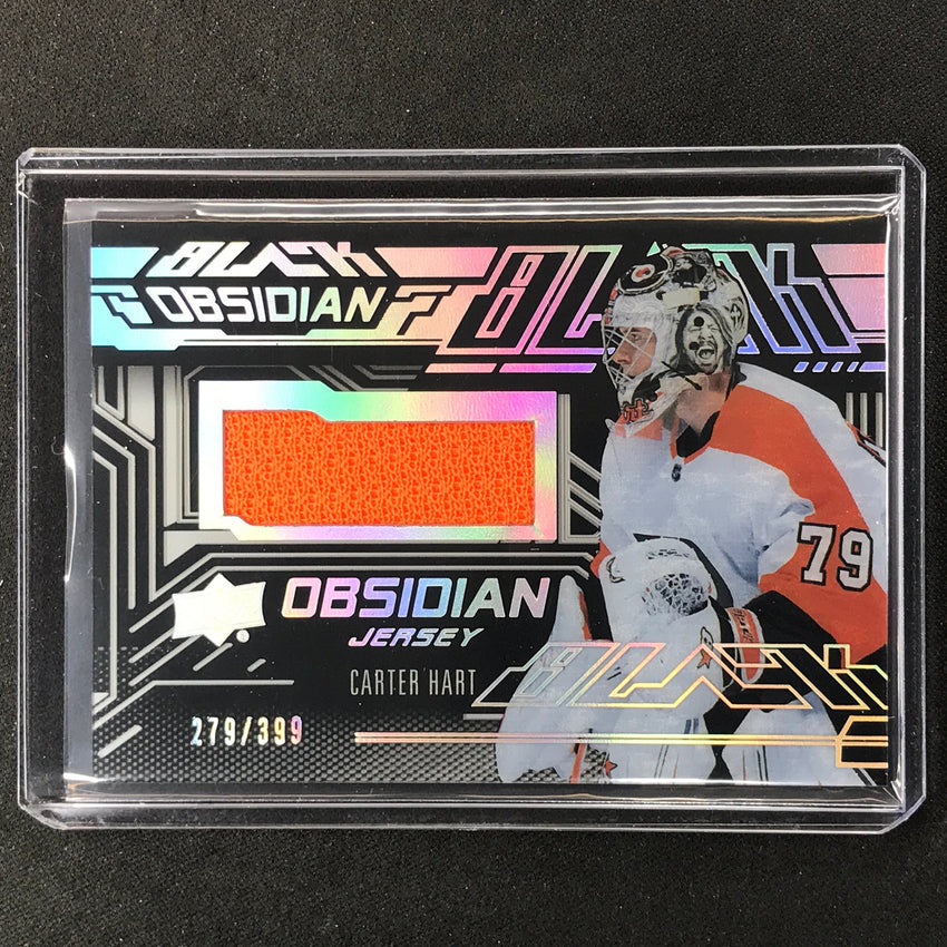 2022-23 Spx Nhl Carter Hart Ud Black Obsidian Rookie Jersey 279/399