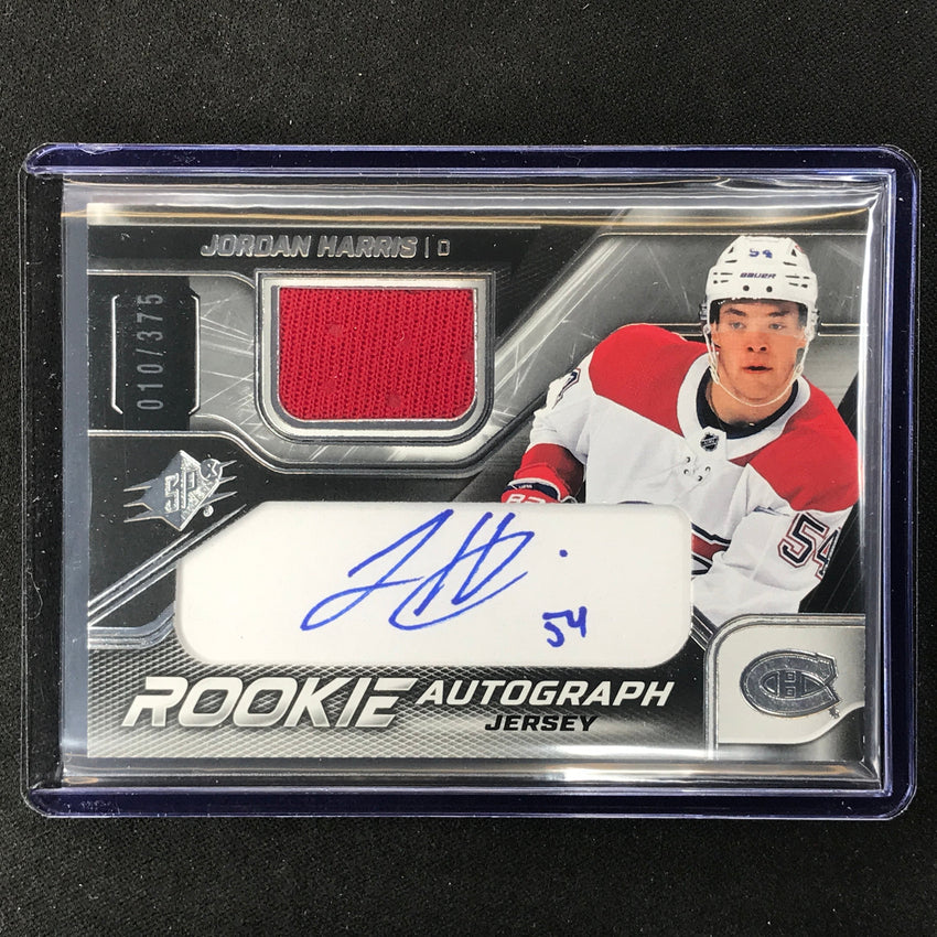 2022-23 Spx Nhl Jordan Harris Rookie Jersey Auto Base 10/375