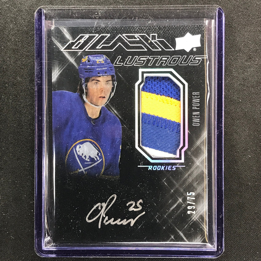 2022-23 Spx Nhl Owen Power Ud Black Lustrous Rookie Patch Signatures Auto 29/75