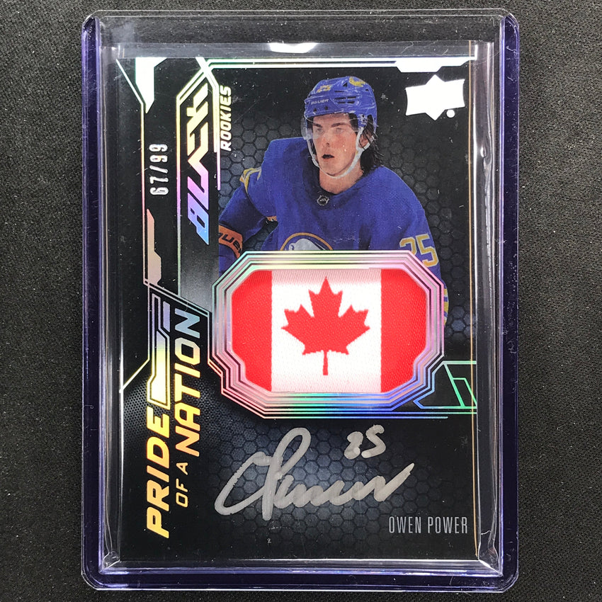 2022-23 Spx Nhl Owen Power Black Pride Of A Nation Flag Rookie Patch Auto 67/99
