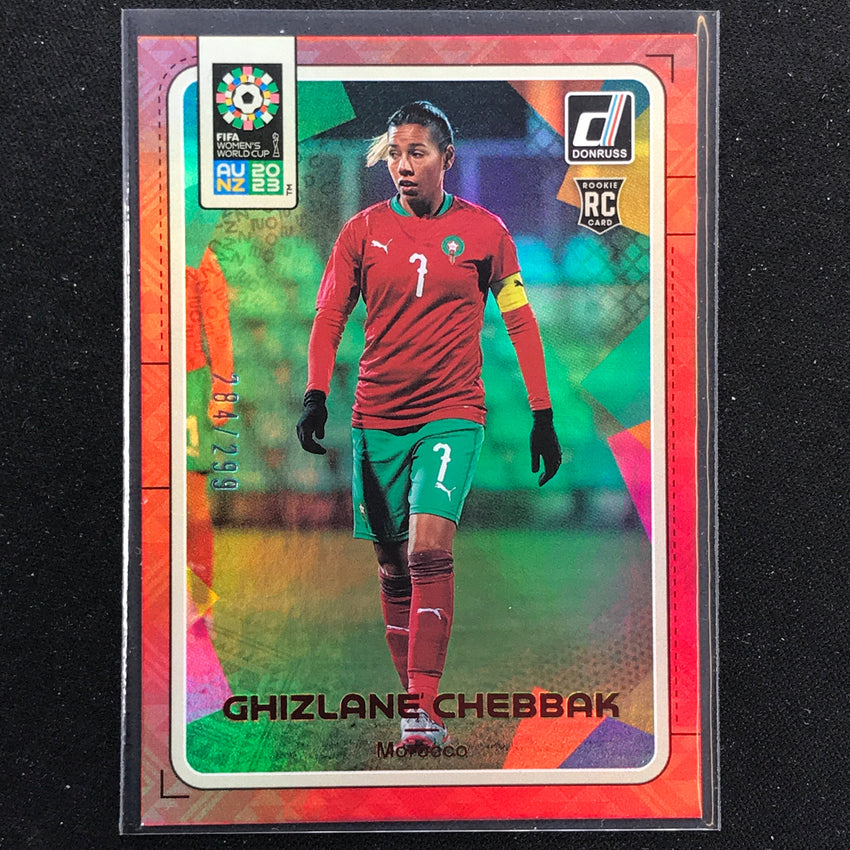2023 Donruss Fifa Womens World Cup Ghizlane Chebbak Rookie Red 284/299 No 105