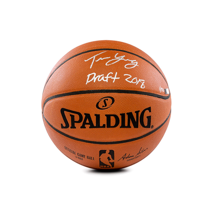Trae Young Panini Authentic Autographed Inscribed Spalding Basketball #/50-Cherry Collectables