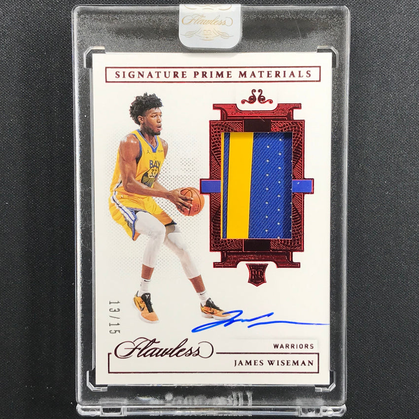 2020-21 Flawless James Wiseman Signature Prime Materials Rookie Patch Auto 13/15