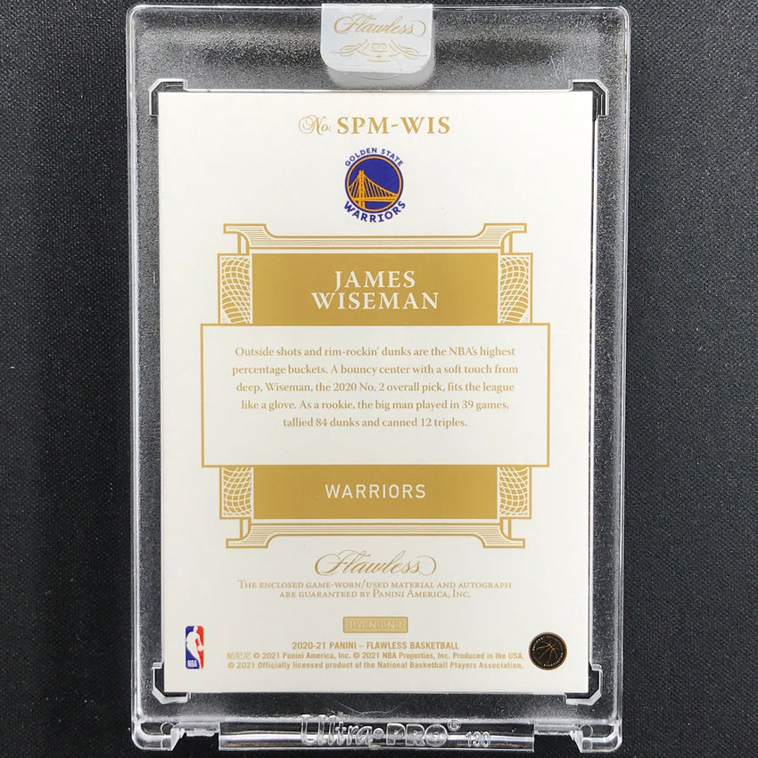 2020-21 Flawless James Wiseman Signature Prime Materials Rookie Patch Auto 13/15