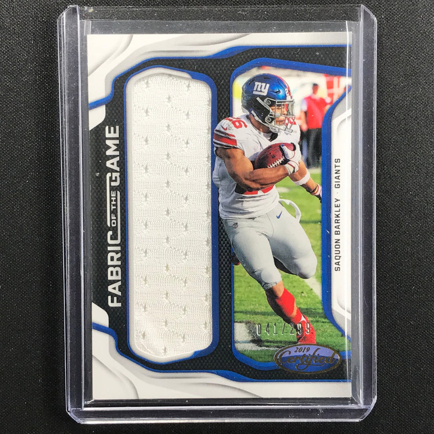 2019 Certified Saquon Barkley Fabric Of The Game Jersey 41/299