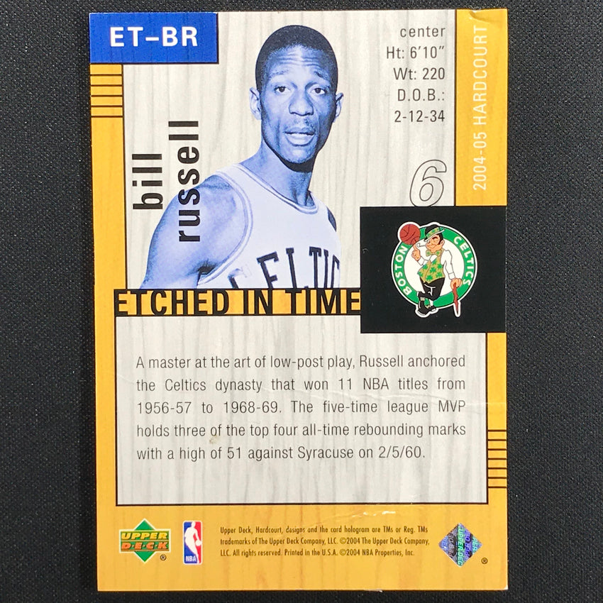 2004-05 Hardcourt Bill Russell Etched In Time Sapphire 41 Rebounds 1/1 Damaged
