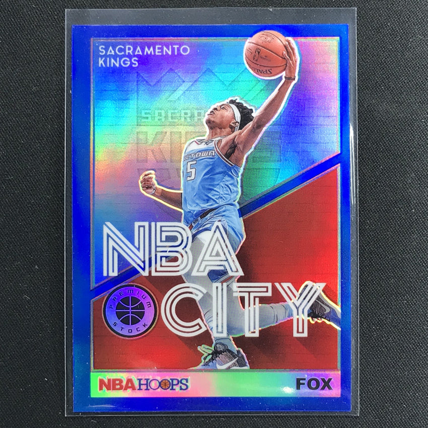 2019-20 Hoops Premium Deaaron Fox Nba City Blue Prizm No 29