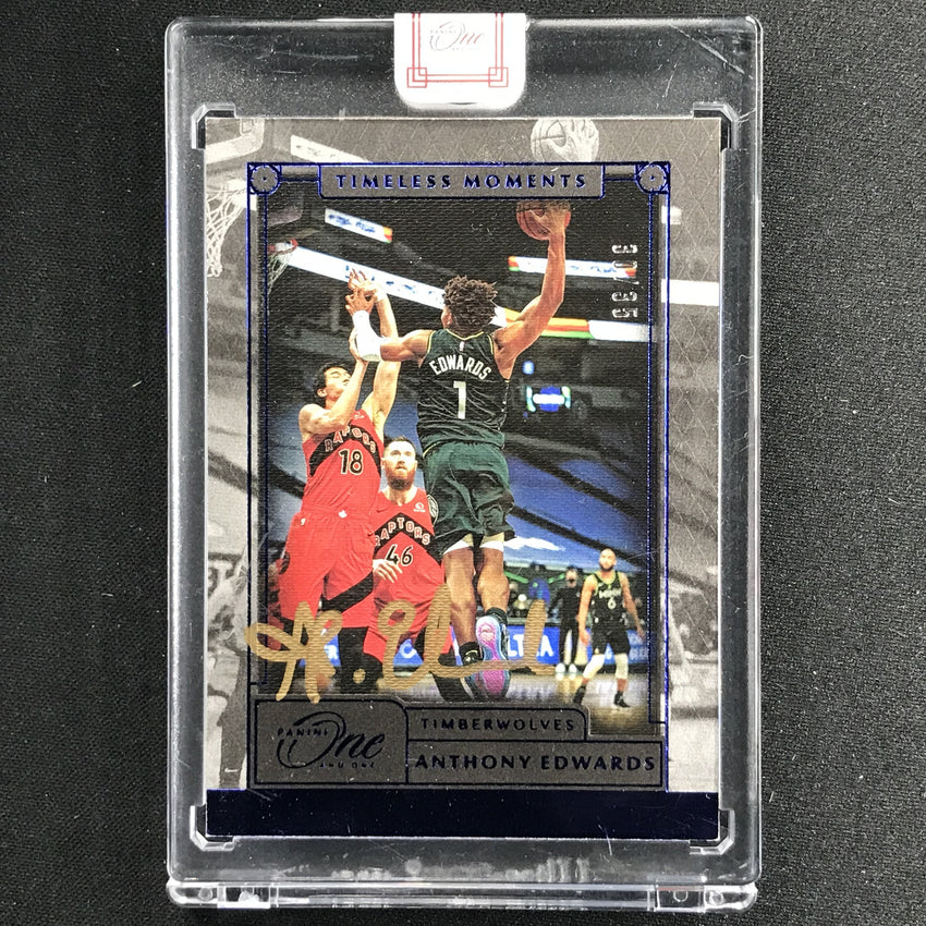 2020-21 One And One Anthony Edwards Timeless Moments Rookie Auto Blue 30/35