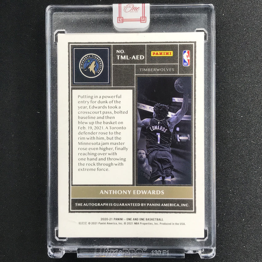 2020-21 One And One Anthony Edwards Timeless Moments Rookie Auto Blue 30/35