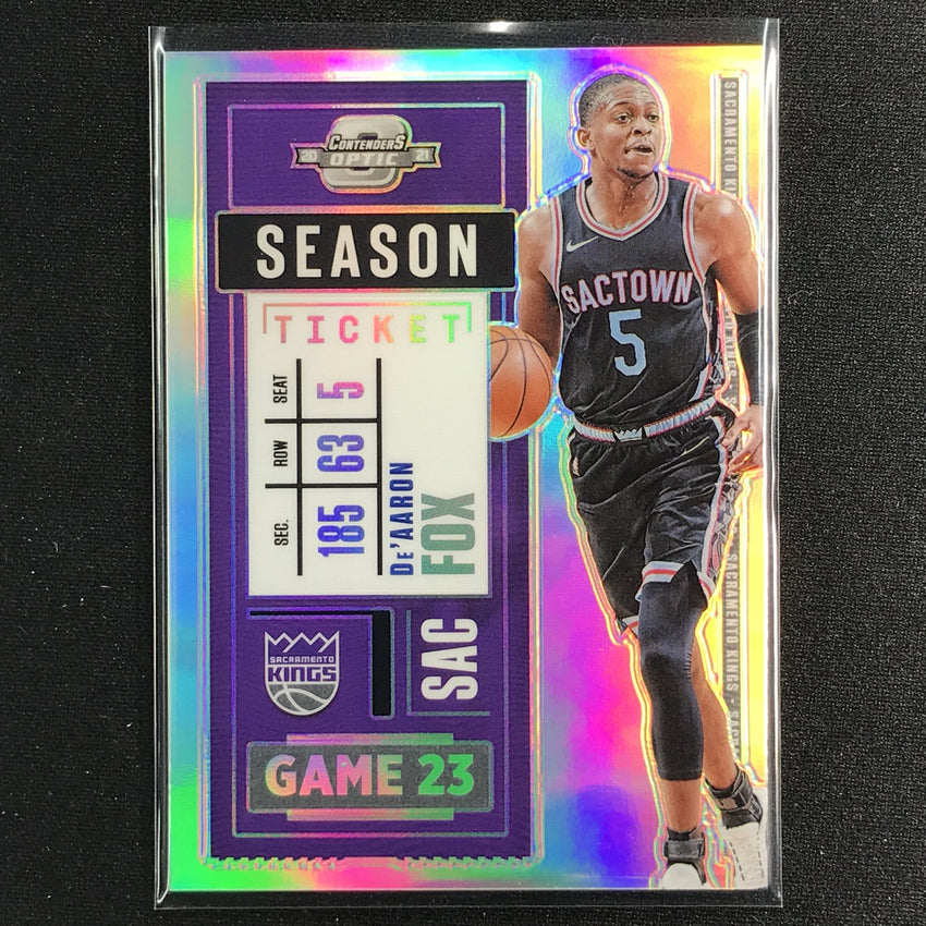 2020-21 Contenders Optic Deaaron Fox Season Ticket Silver Prizm No 88