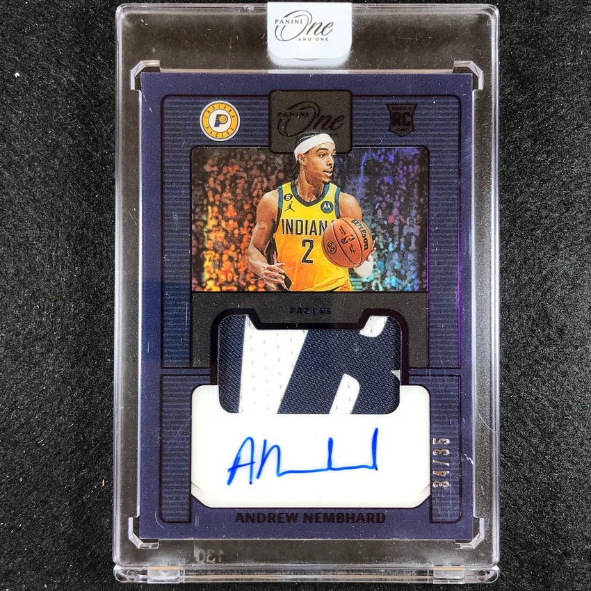 2022-23 One And One Andrew Nembhard Prime Rookie Patch Auto Purple 34/35