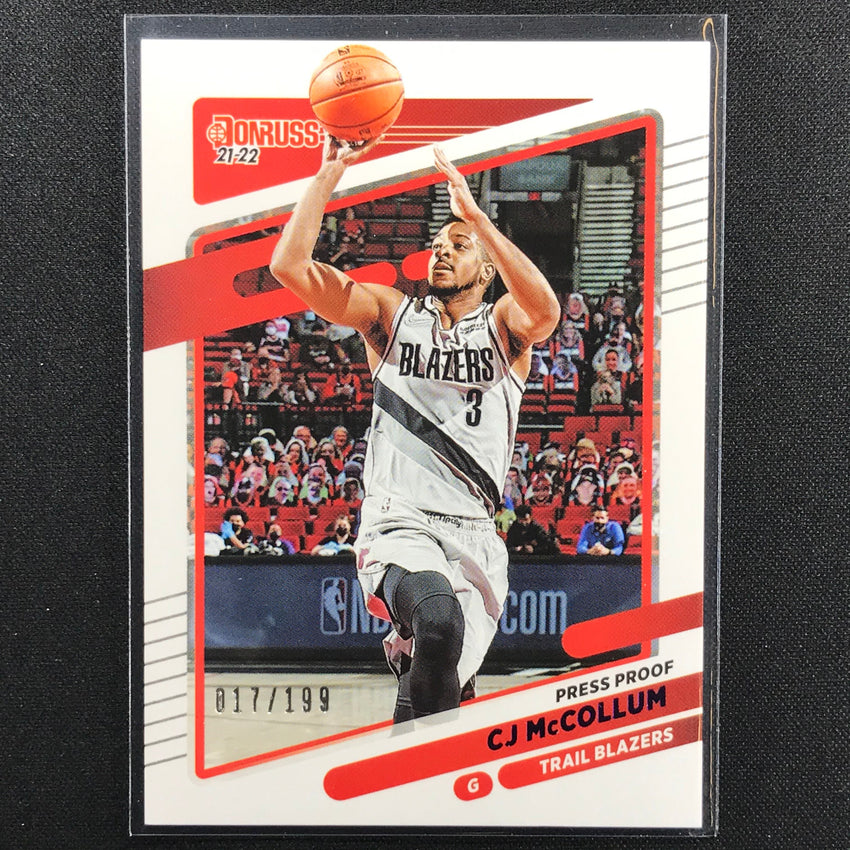 2021-22 Donruss Cj Mccollum Purple Press Proof /199