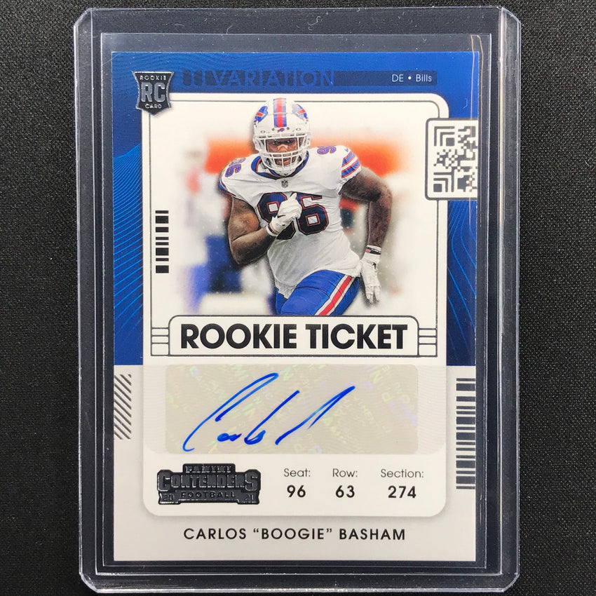 2021 Contenders Carlos Boogie Basham Rookie Ticket Variation Auto No 176