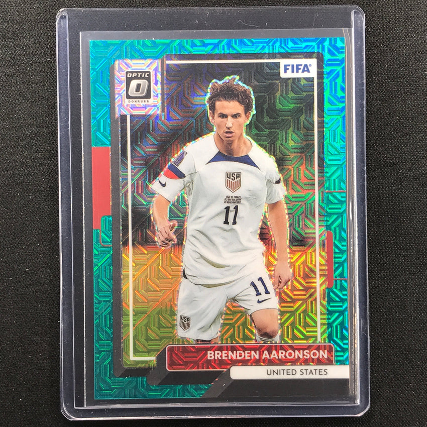 2022-23 Donruss Fifa Brenden Aaronson Optic Teal Mojo 14/49
