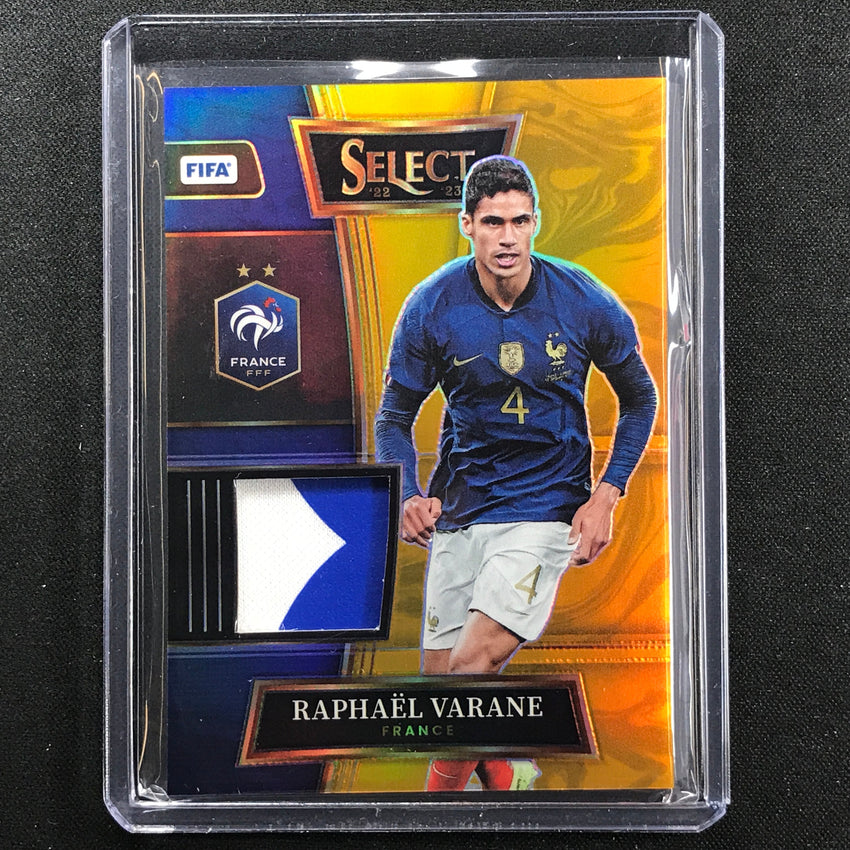 2022-23 Select Fifa Raphael Varane Swatches Jersey Relic Patch Gold Prizm 5/10