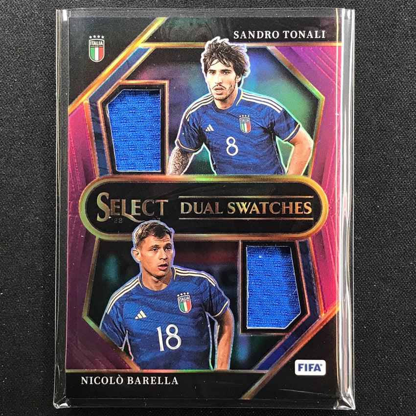 2022-23 Select Fifa Nicolo Barella Sandro Tonali Dual Swatch Relic Purple 15/49