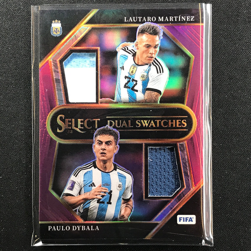 2022-23 Select Fifa Lautaro Martinez Paulo Dybala Dual Swatch Relic Purple 38/49