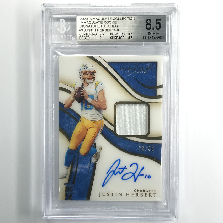 2020 Immaculate Justin Herbert Rookie Patch Auto Acetate 23/49 BGS 8.5/10