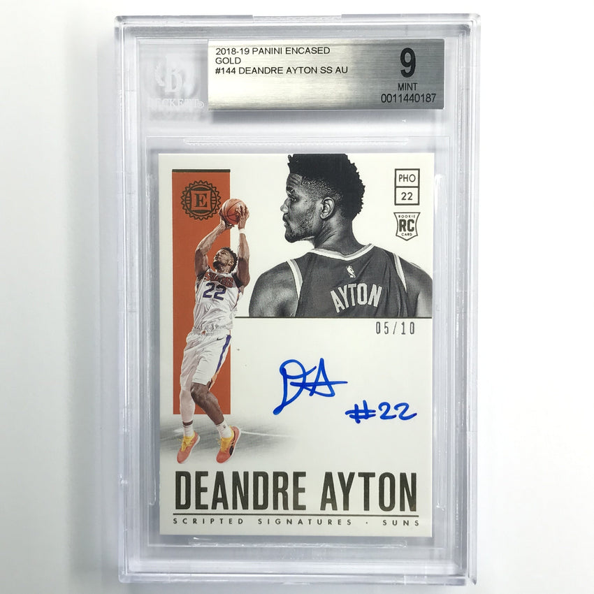 2018-19 Encased Deandre Ayton Scriped Signatures Rookie Auto Gold 5/10 BGS 9/10
