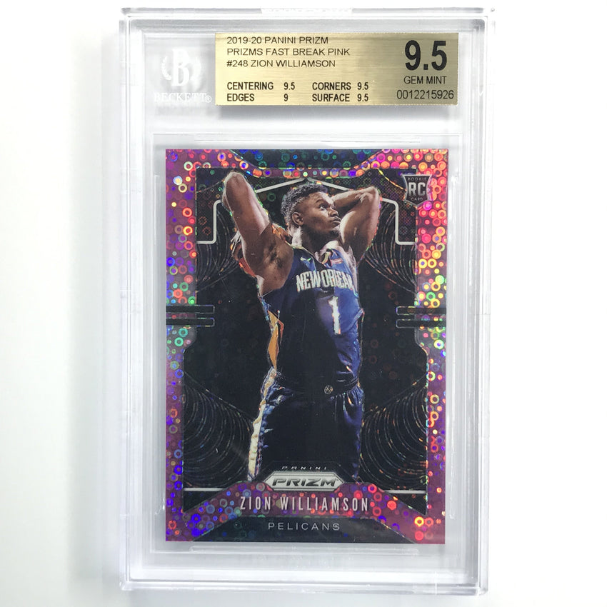 2019-20 Prizm Zion Williamson Rookie Fast Break Pink 41/50 BGS 9.5
