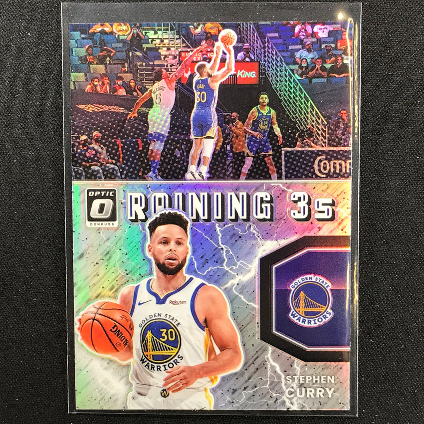 2021-22 Donruss Optic Stephen Curry Raining 3s Holo Silver No 2