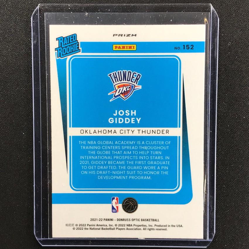 2021-22 Donruss Optic JOSH GIDDEY Rated Rookie Holo Silver #152