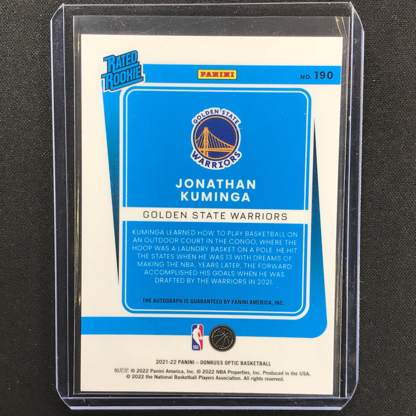 2021-22 Donruss Optic Jonathan Kuminga Rated Rookie Signatures Auto No 190