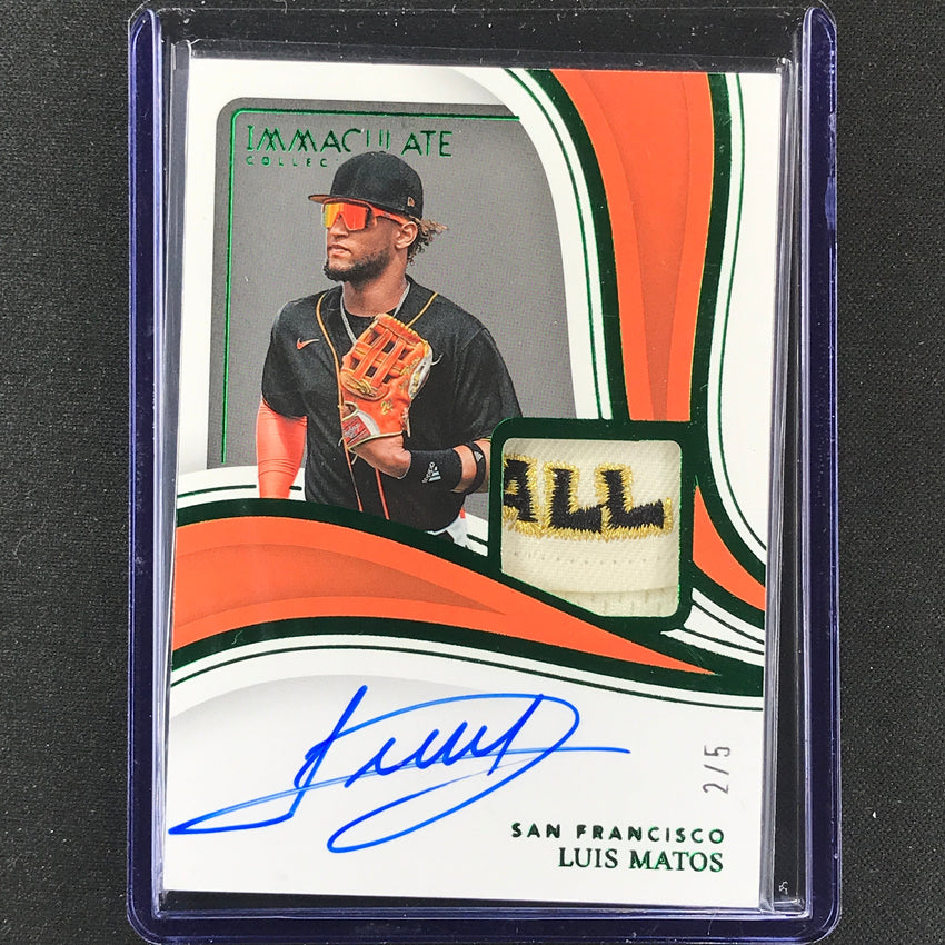2023 Immaculate Mlb Luis Matos Material Autographs Patch Auto Green 2/5