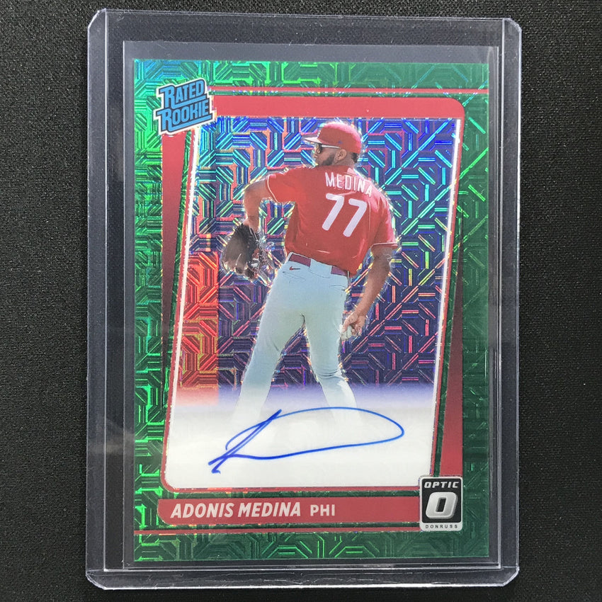 2021 Donruss Optic Adonis Medina Rated Rookie Auto Choice Green Mojo 69/99