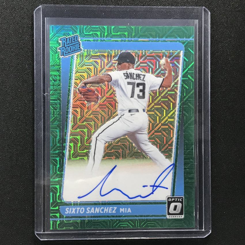 2021 Donruss Optic Sixto Sanchez Rated Rookie Auto Choice Green Mojo 53/99