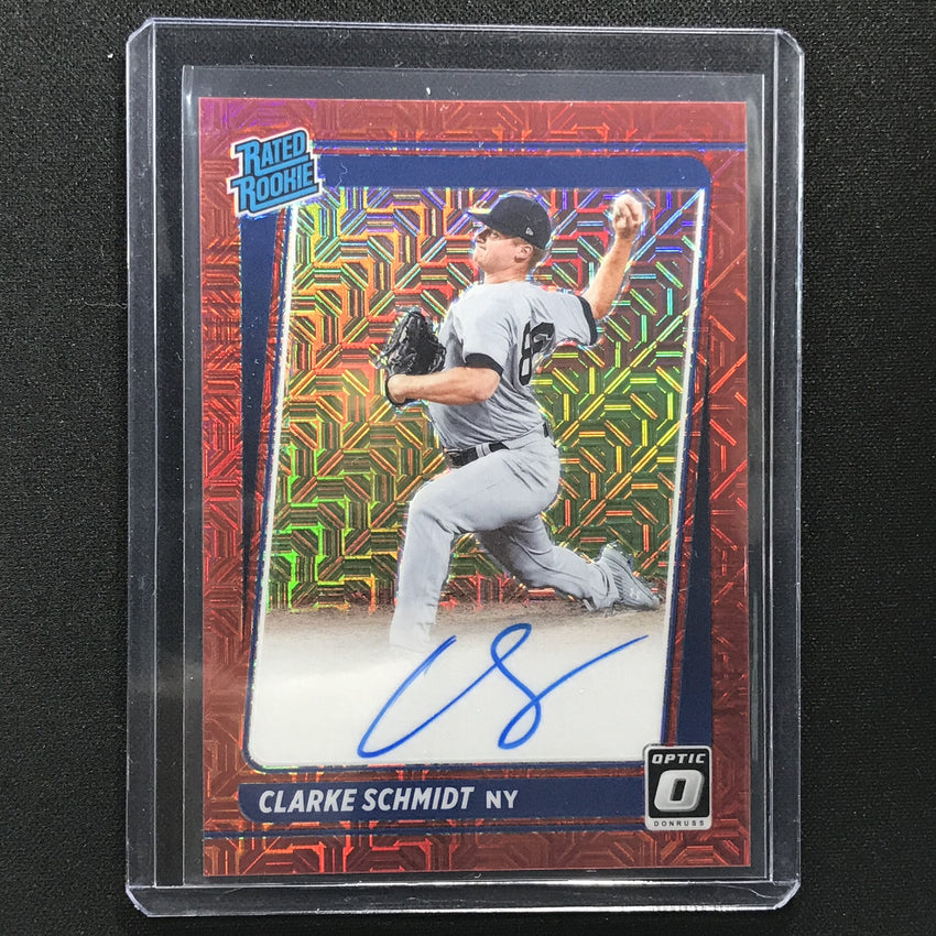 2021 Donruss Optic Clarke Schmidt Rated Rookie Auto Choice Red Mojo 64/99