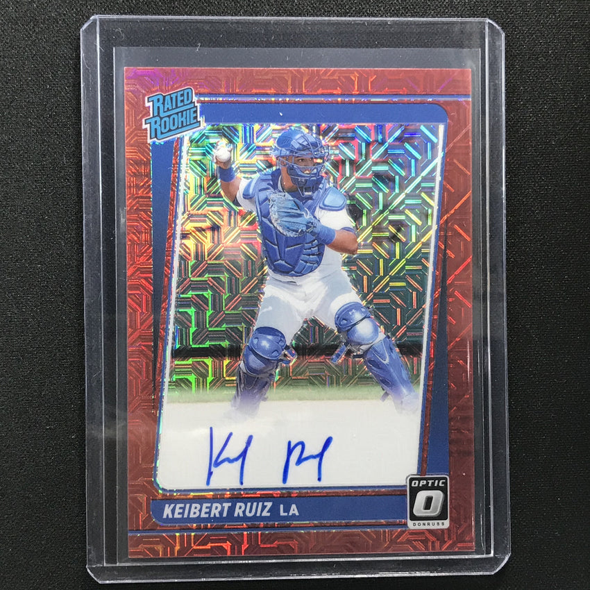 2021 Donruss Optic Keibert Ruiz Rated Rookie Auto Choice Red Mojo 27/99