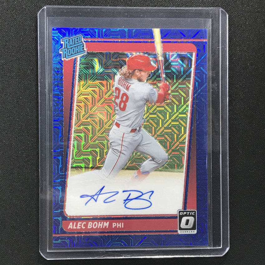 2021 Donruss Optic Alec Bohm Rated Rookie Auto Choice Blue Mojo 32/99