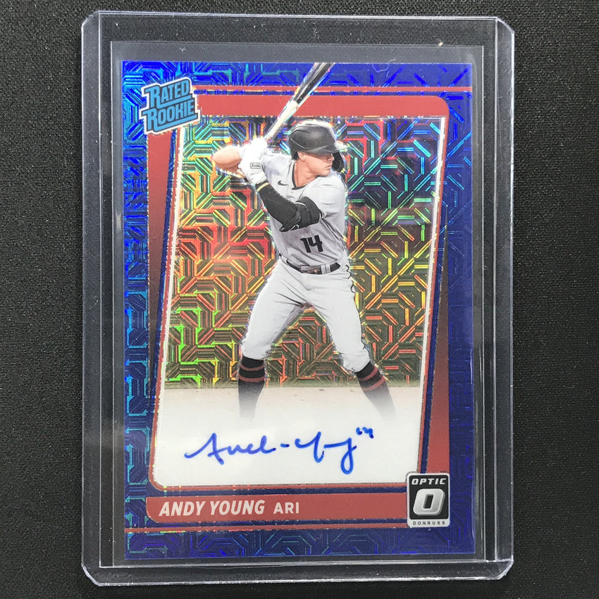 2021 Donruss Optic Andy Young Rated Rookie Auto Choice Blue Mojo 26/99