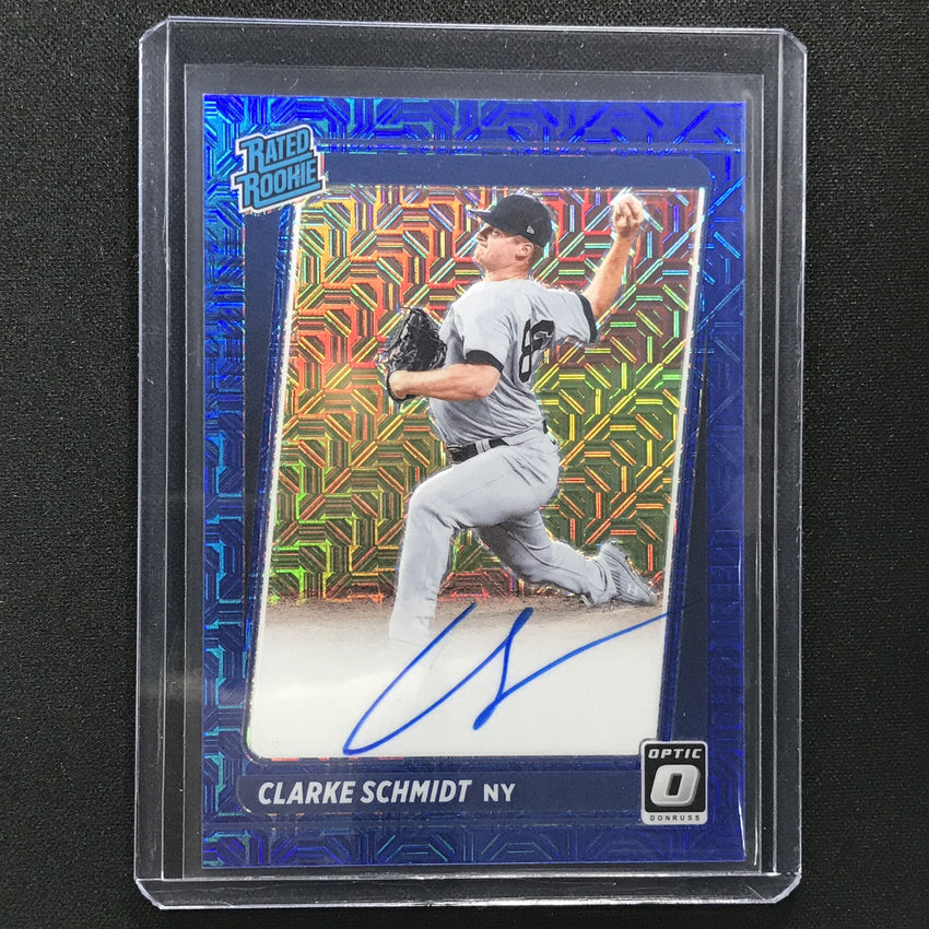 2021 Donruss Optic Clarke Schmidt Rated Rookie Auto Choice Blue Mojo 43/99