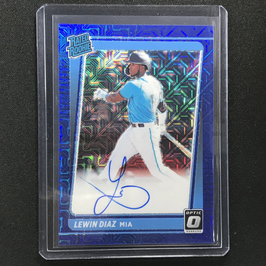 2021 Donruss Optic Lewin Diaz Rated Rookie Auto Choice Blue Mojo 78/99