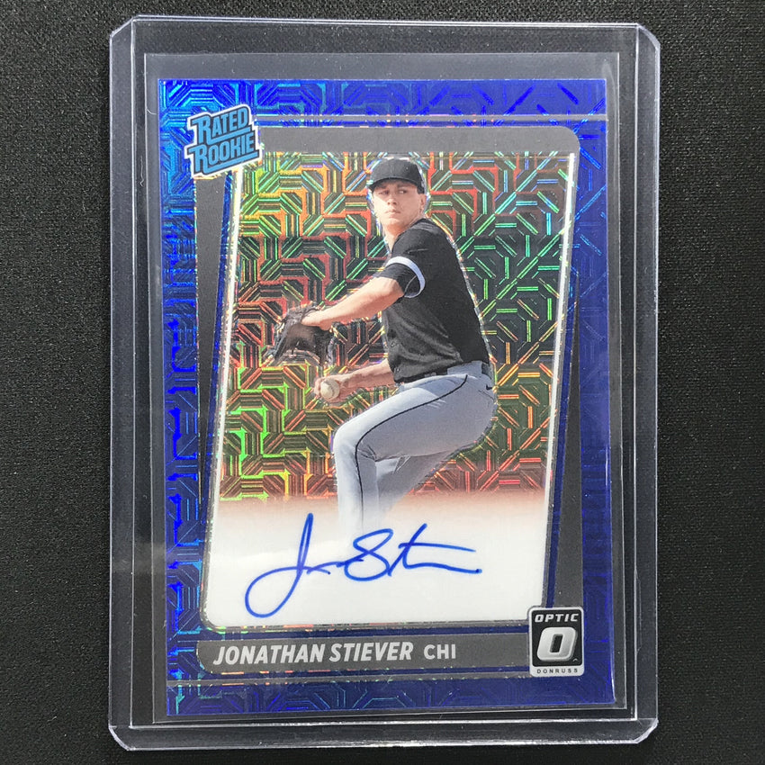 2021 Donruss Optic Jonathan Stiever Rated Rookie Auto Choice Blue Mojo 92/99