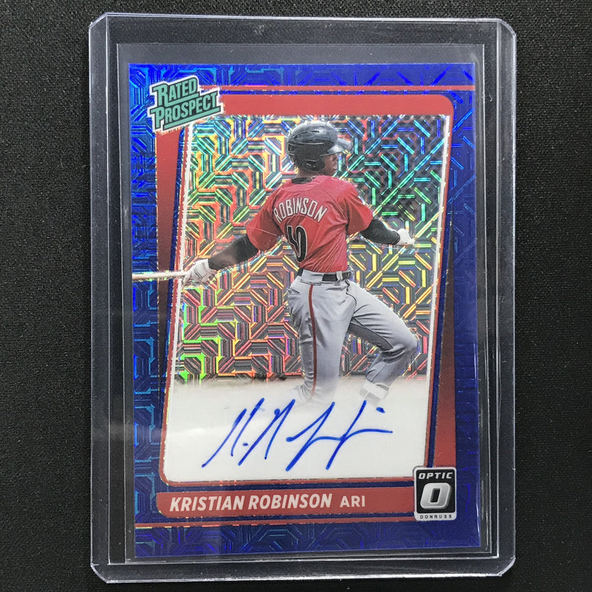 2021 Donruss Optic Kristian Robinson Rated Prospect Auto Choice Blue Mojo 31/65