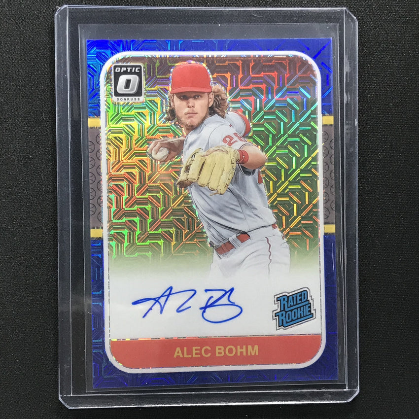 2021 Donruss Optic Alec Bohm Retro 1987 Rated Rookie Auto Choice Blue Mojo 39/99