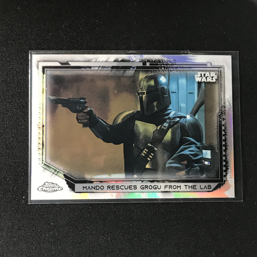 2021 Topps Chrome Star Wars Legacy MANDO RESCUES GROGU FROM LAB Refractor #147