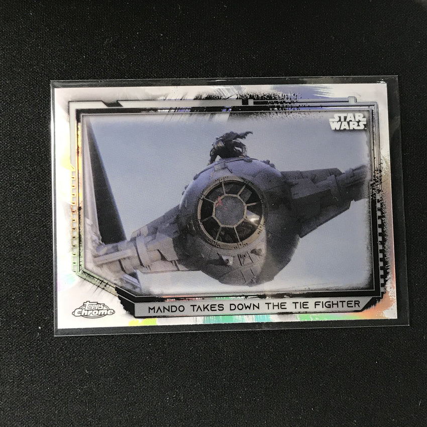 2021 Topps Chrome Star Wars Legacy MANDO TAKES DOWN TIE FIGHTER Refractor #166
