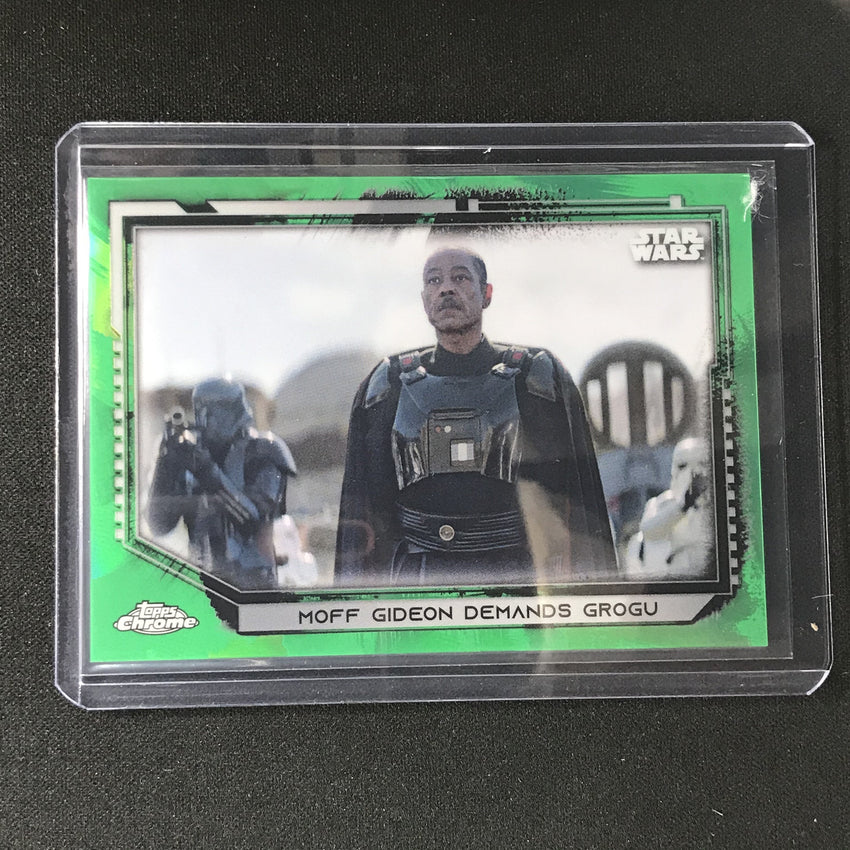 2021 Topps Chrome Star Wars Legacy Moff Gideon Demands Grogu Green 43/50