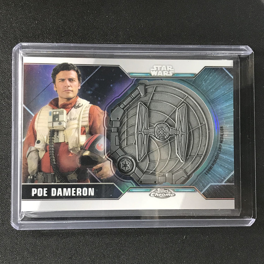 2021 Topps Chrome Star Wars Legacy Poe Dameron Silver Ship Medallion 24/99