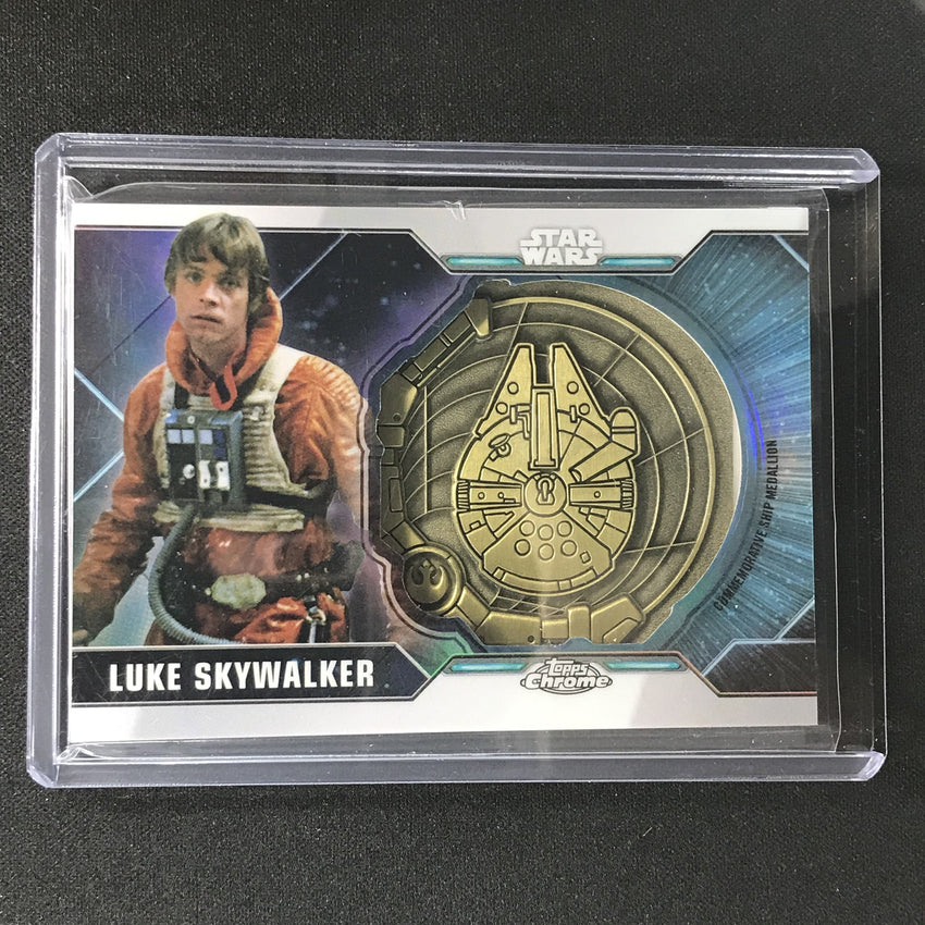 2021 Topps Chrome Star Wars Legacy Luke Skywalker Gold Ship Medallion 50/99